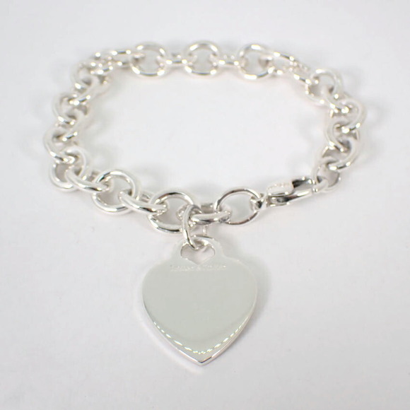 TIFFANY Authentic Silver Heart Charm Bracelet